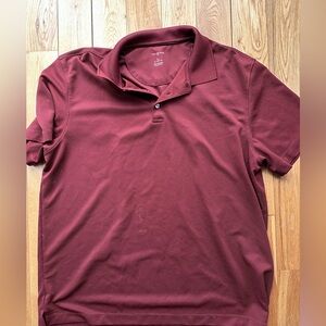 Men's Maroon Polo Shirt Golf Van Heusen XL Quick Dry Wicking Work Attire Stripe